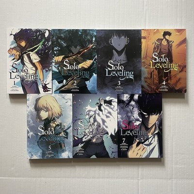 Solo Leveling manga - official anime book collection angle view