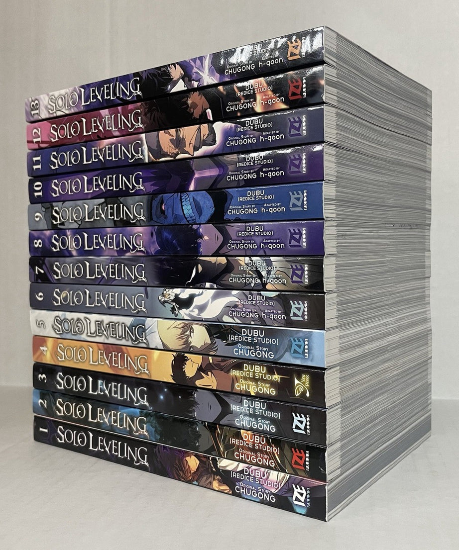 Solo Leveling manga - official anime book collection side view