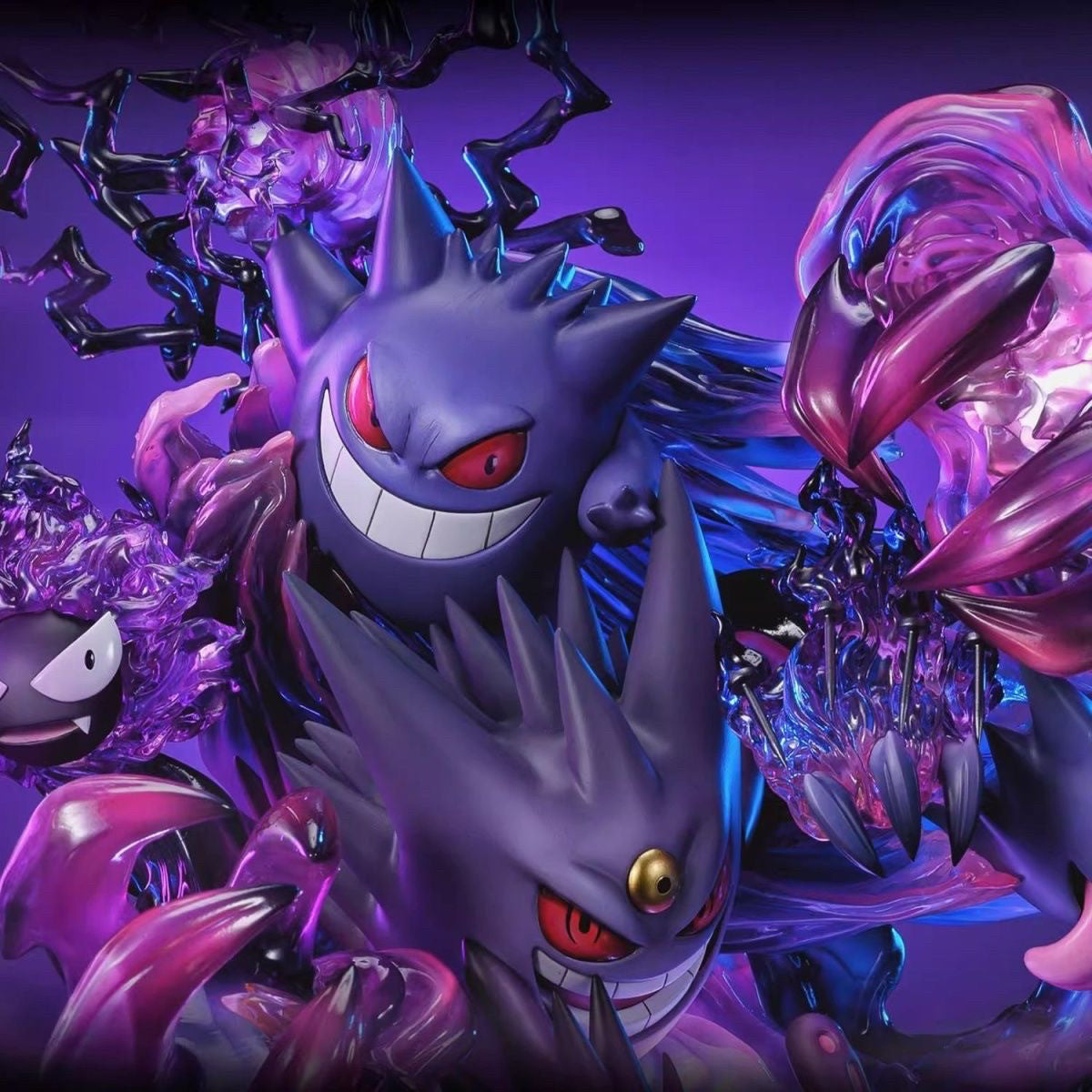 Gengar Family And Shadow Ball Limited Anime Statue Painted Model