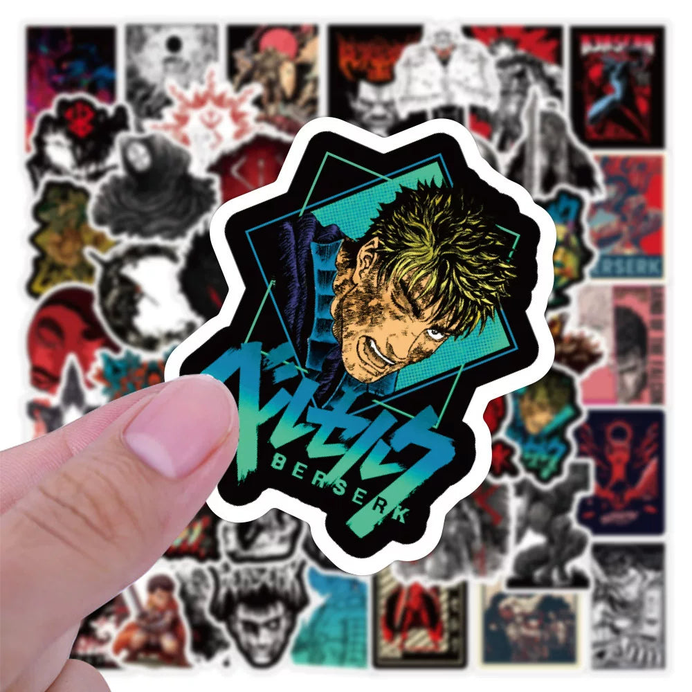 Berserk anime sticker pack - premium vinyl stickers angle view