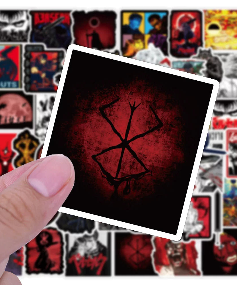 Berserk anime sticker pack - premium vinyl stickers angle view