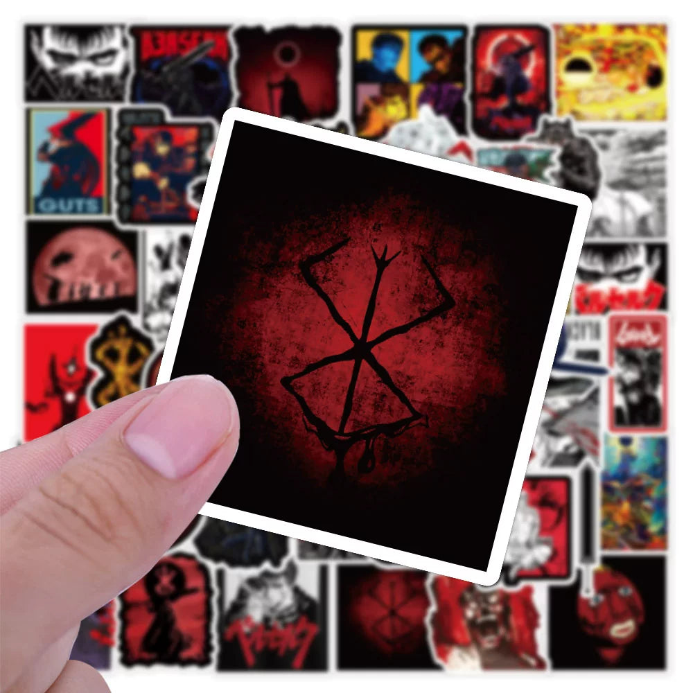Berserk anime sticker pack - premium vinyl stickers angle view