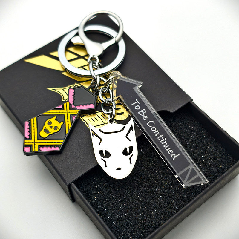 JoJo's Bizarre Adventure keychain - anime collectible accessory angle view