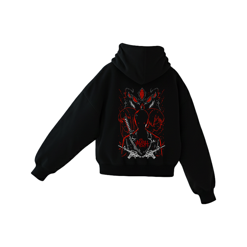 Denji Chainsaw Man anime hoodie - oversized streetwear design back view