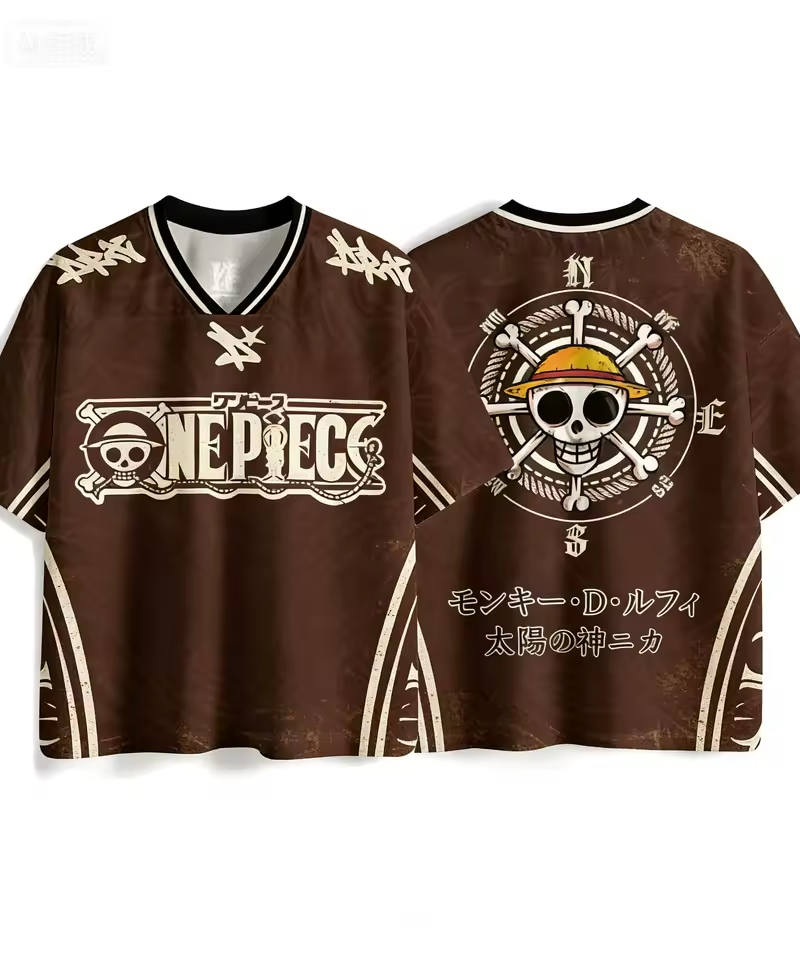 One Piece Straw Hat Pirates Brown Jersey