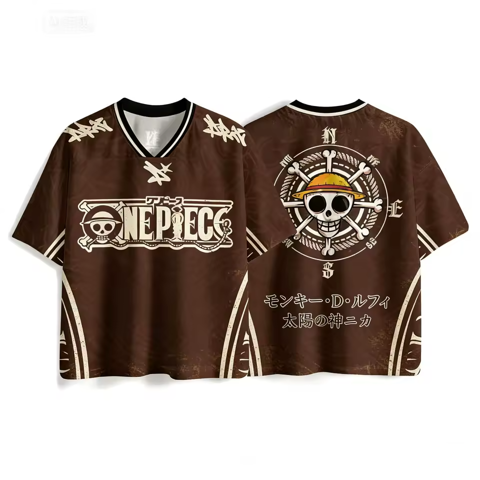 One Piece Straw Hat Pirates Brown Jersey